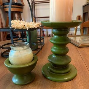 MCM - Mid Century Green Candle Holders